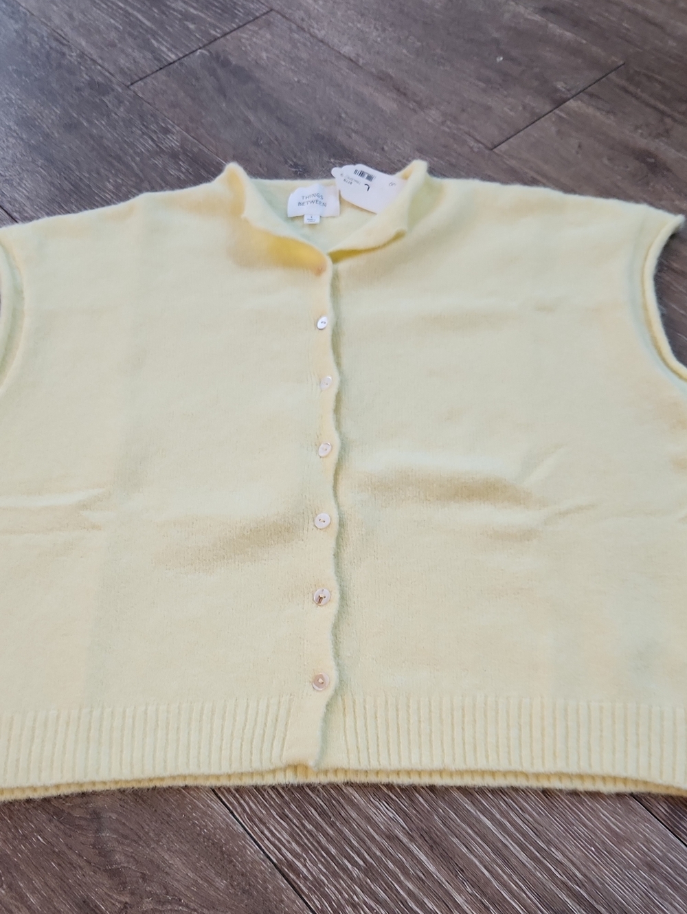 NWT Soft Pale Yellow Button-Up Knit Vest